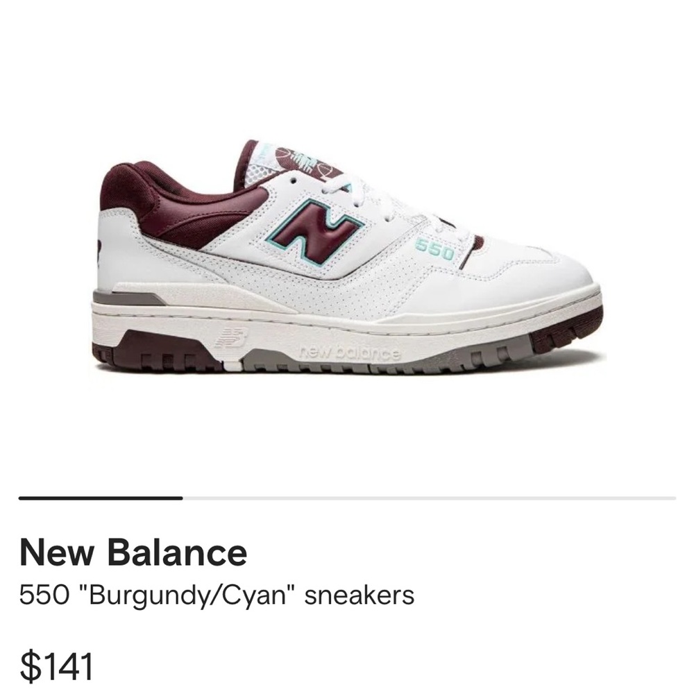 New balance 550 burgundy cyan